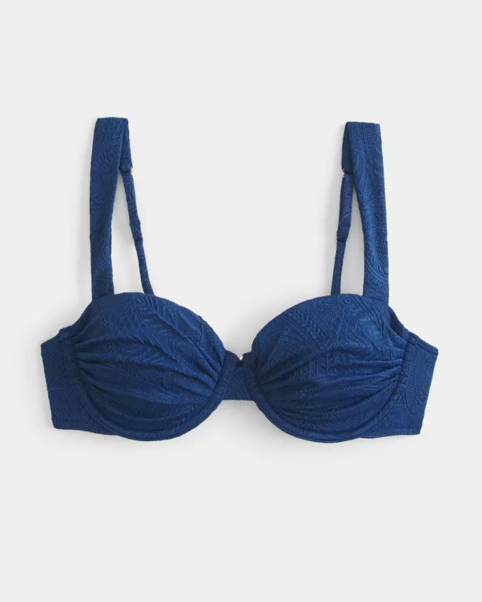 Ruched Jacquard Balconette Bikini Top,Ruched Jacquard Balconette Bikini Top
