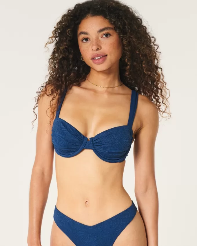 Ruched Jacquard Balconette Bikini Top,Ruched Jacquard Balconette Bikini Top