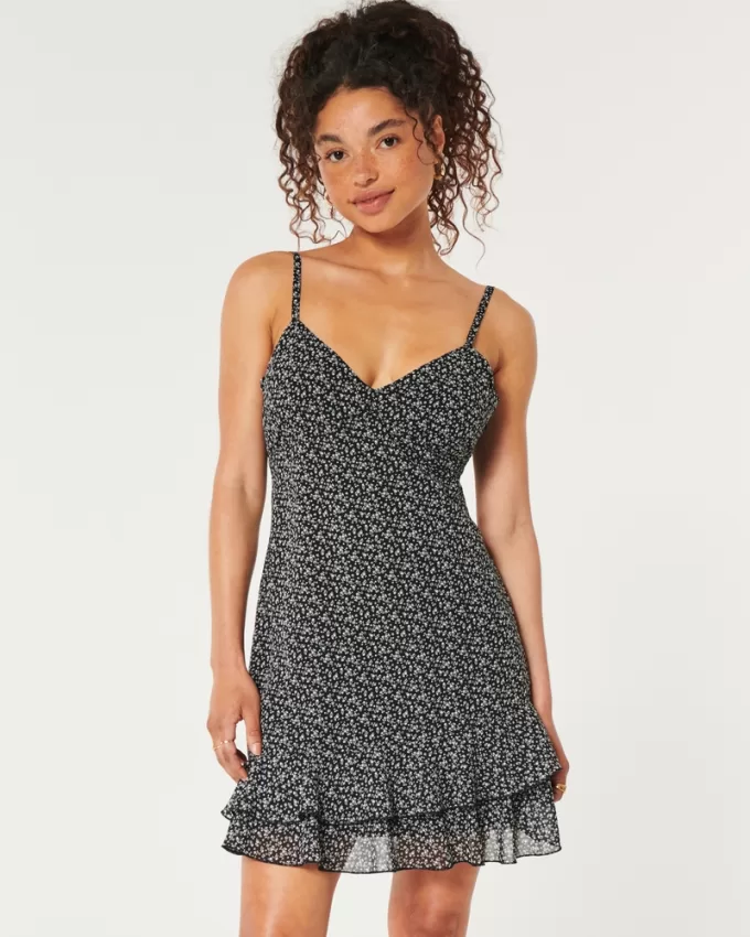 Ruffle Chiffon Mini Dress,Ruffle Chiffon Mini Dress