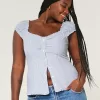 Ruffle Trim Poplin Blouse,Ruffle Trim Poplin Blouse
