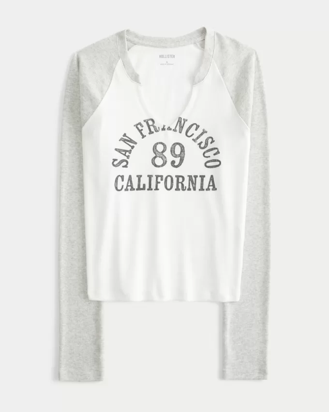 San Francisco Graphic Notch-Neck Baby Tee,San Francisco Graphic Notch-Neck Baby Tee