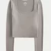 Seamless Fabric Long-Sleeve Square-Neck T-Shirt,Seamless Fabric Long-Sleeve Square-Neck T-Shirt