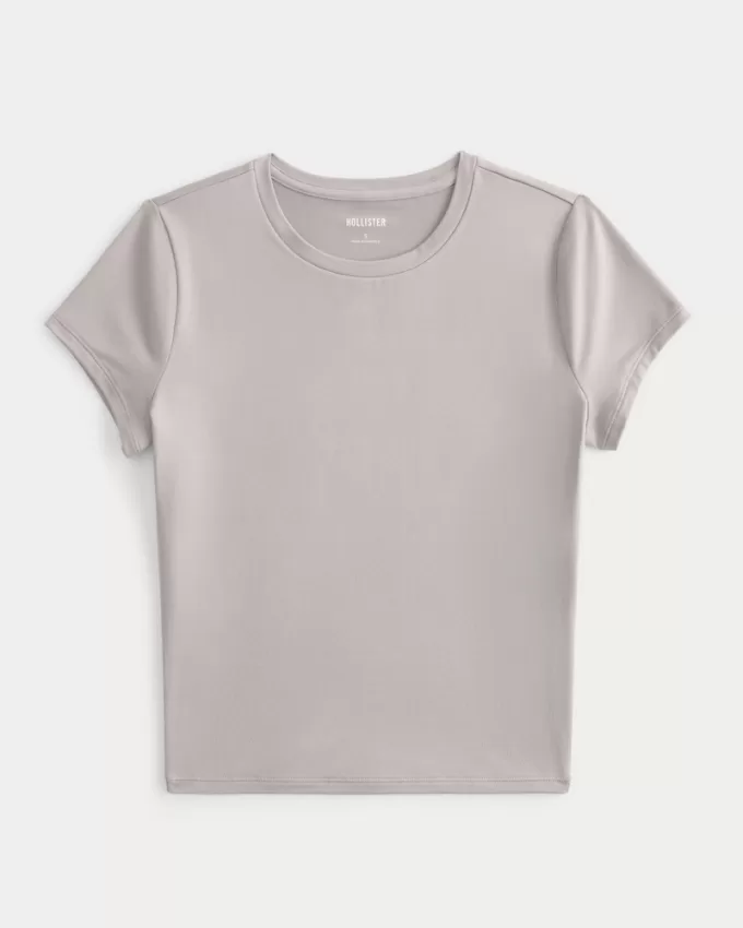 Seamless Fabric Longline Crew Baby Tee,Seamless Fabric Longline Crew Baby Tee