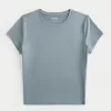 Seamless Fabric Longline Crew Baby Tee,Seamless Fabric Longline Crew Baby Tee