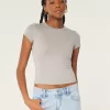 Seamless Fabric Longline Crew Baby Tee,Seamless Fabric Longline Crew Baby Tee