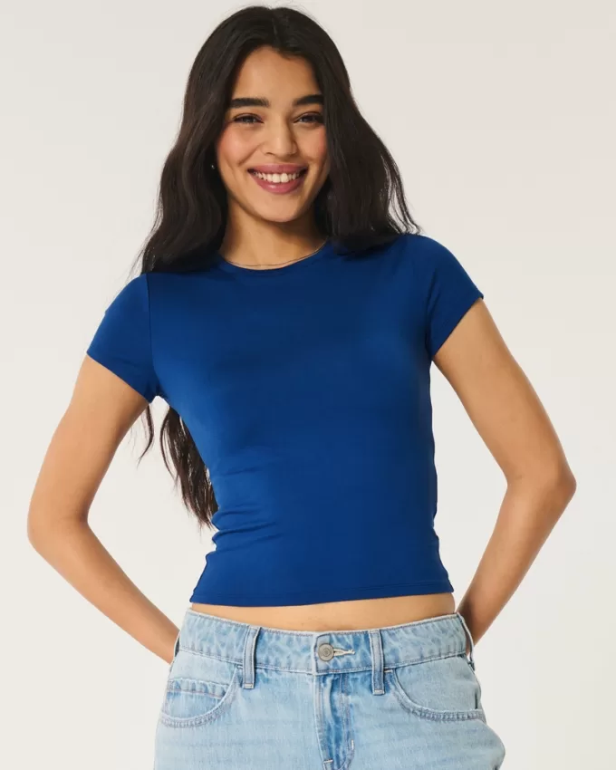 Seamless Fabric Longline Crew Baby Tee,Seamless Fabric Longline Crew Baby Tee