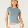 Seamless Fabric Longline Crew Baby Tee,Seamless Fabric Longline Crew Baby Tee