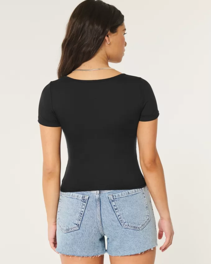 Seamless Fabric Square-Neck Baby Tee,Seamless Fabric Square-Neck Baby Tee