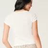 Short-Sleeve Button-Through Pointelle Top,Short-Sleeve Button-Through Pointelle Top