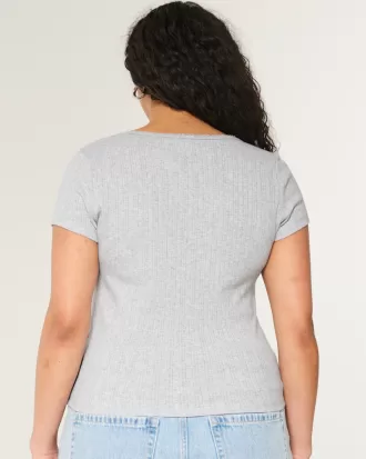 Short-Sleeve Button-Through Pointelle Top,Short-Sleeve Button-Through Pointelle Top Short-Sleeve Button-Through Pointelle Top,Short-Sleeve Button-Through Pointelle Top