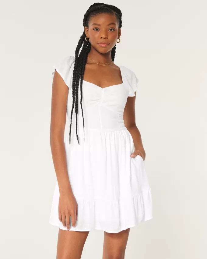 Short-Sleeve Cinch Bust Skort Dress,Short-Sleeve Cinch Bust Skort Dress Short-Sleeve Cinch Bust Skort Dress,Short-Sleeve Cinch Bust Skort Dress