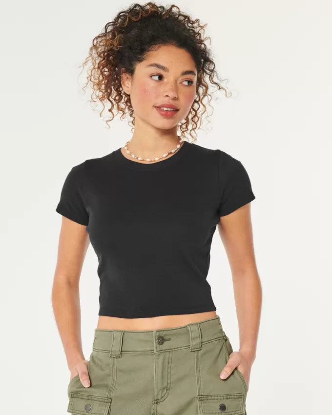 Short-Sleeve Crew Baby Tee,Short-Sleeve Crew Baby Tee