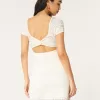 Short-Sleeve Crochet-Style Twist Back Mini Dress,Short-Sleeve Crochet-Style Twist Back Mini Dress Short-Sleeve Crochet-Style Twist Back Mini Dress,Short-Sleeve Crochet-Style Twist Back Mini Dress