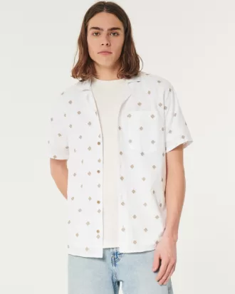 Short-Sleeve Embroidered Pattern Shirt,Short-Sleeve Embroidered Pattern Shirt