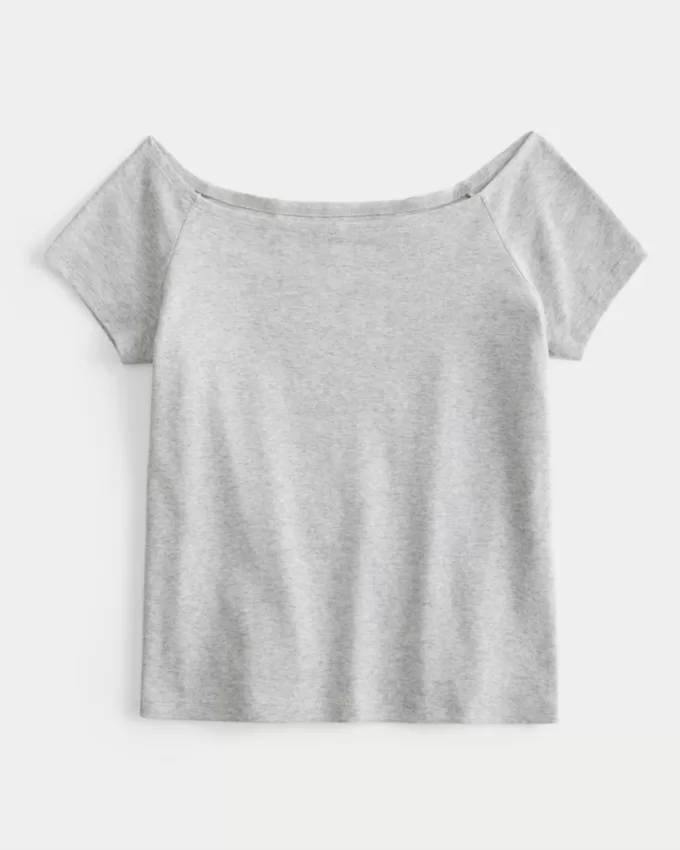 Short Sleeve Skimming Off-the-Shoulder Top,Short Sleeve Skimming Off-the-Shoulder Top Short Sleeve Skimming Off-the-Shoulder Top,Short Sleeve Skimming Off-the-Shoulder Top