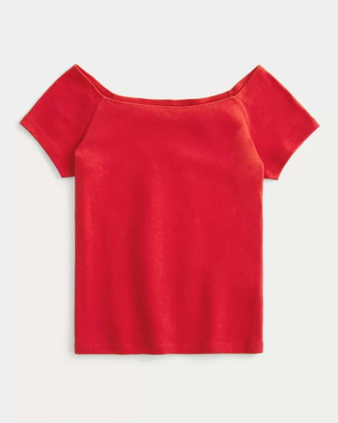 Short Sleeve Skimming Off-the-Shoulder Top,Short Sleeve Skimming Off-the-Shoulder Top Short Sleeve Skimming Off-the-Shoulder Top,Short Sleeve Skimming Off-the-Shoulder Top