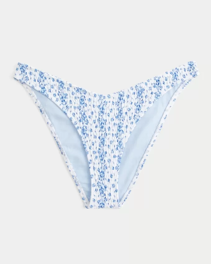 Smocked High-Leg Cheeky Bikini Bottom,Smocked High-Leg Cheeky Bikini Bottom
