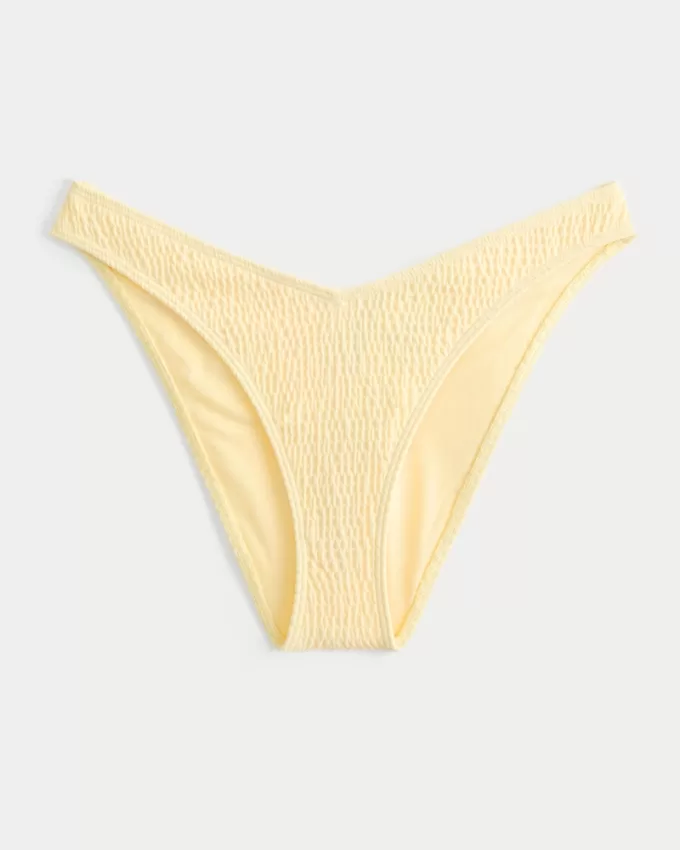 Smocked High-Leg Cheeky Bikini Bottom,Smocked High-Leg Cheeky Bikini Bottom