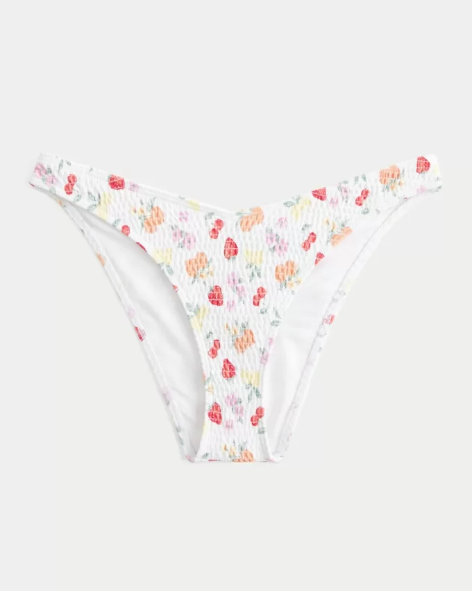 Smocked High-Leg Cheeky Bikini Bottom,Smocked High-Leg Cheeky Bikini Bottom
