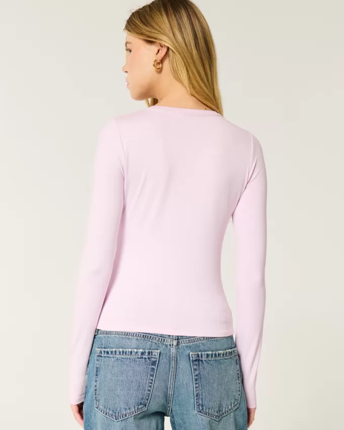 Soft Stretch Seamless Fabric Crew Top,Soft Stretch Seamless Fabric Crew Top
