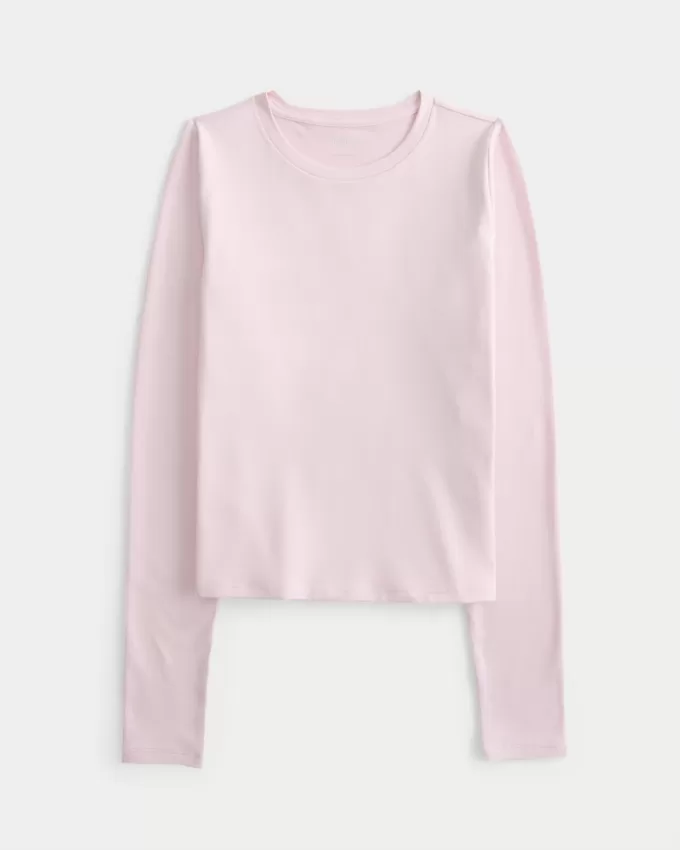 Soft Stretch Seamless Fabric Crew Top,Soft Stretch Seamless Fabric Crew Top