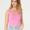 Soft Stretch Seamless Fabric Crop V-Neck Tank,Soft Stretch Seamless Fabric Crop V-Neck Tank