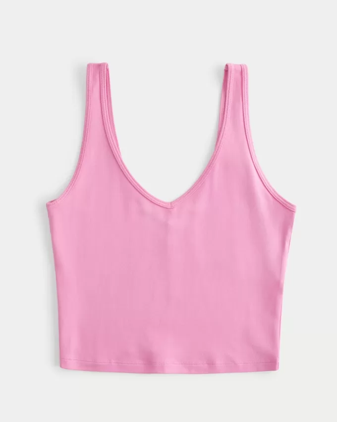 Soft Stretch Seamless Fabric Crop V-Neck Tank,Soft Stretch Seamless Fabric Crop V-Neck Tank