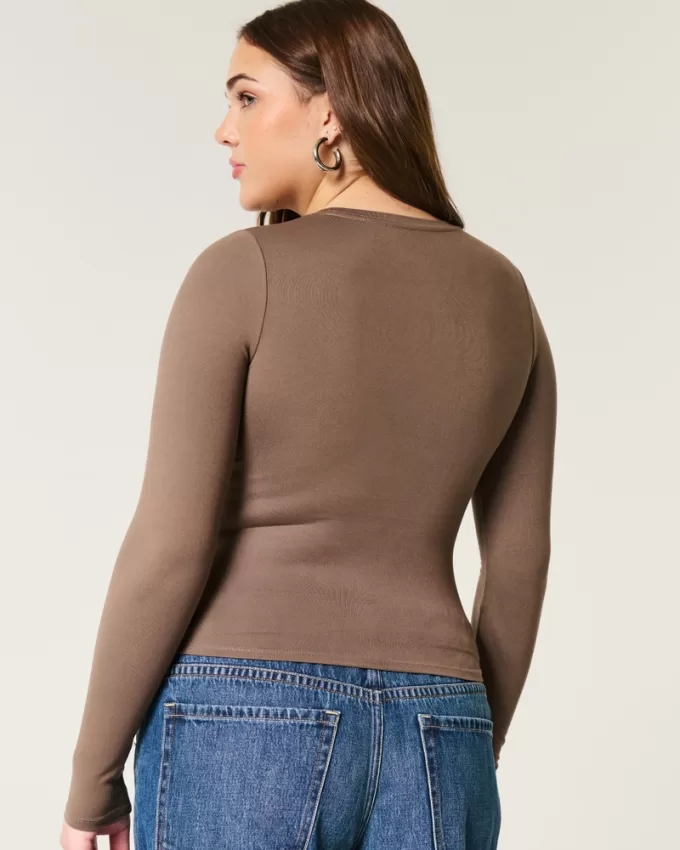 Soft Stretch Seamless Fabric Long-Sleeve Crew Top,Soft Stretch Seamless Fabric Long-Sleeve Crew Top
