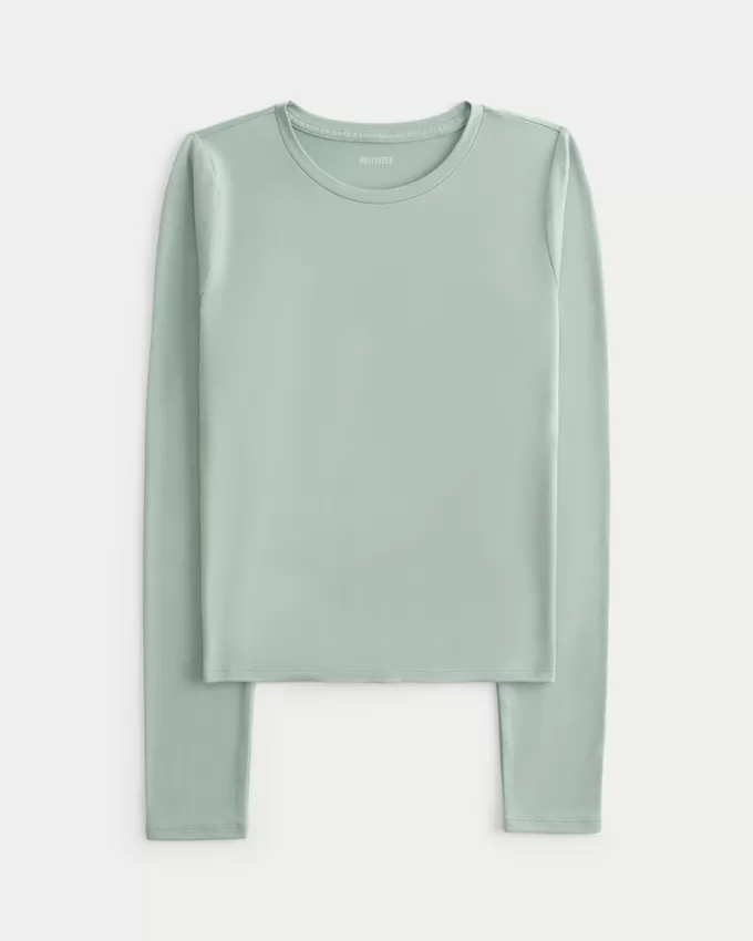 Soft Stretch Seamless Fabric Long-Sleeve Crew Top,Soft Stretch Seamless Fabric Long-Sleeve Crew Top