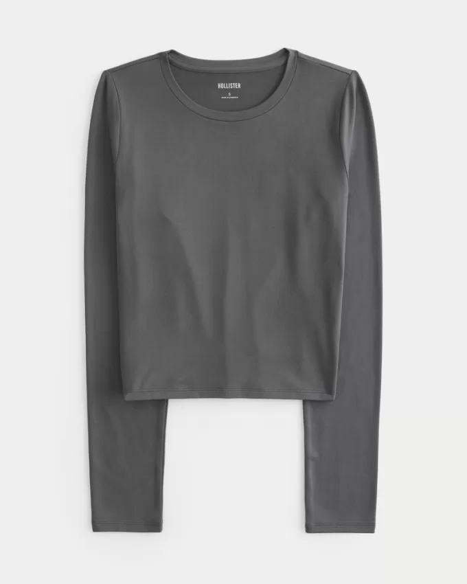 Soft Stretch Seamless Fabric Long-Sleeve Crew Top,Soft Stretch Seamless Fabric Long-Sleeve Crew Top