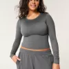 Soft Stretch Seamless Fabric Long-Sleeve Crew Top,Soft Stretch Seamless Fabric Long-Sleeve Crew Top