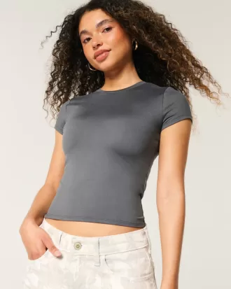 Soft Stretch Seamless Fabric Longline Baby Tee,Soft Stretch Seamless Fabric Longline Baby Tee