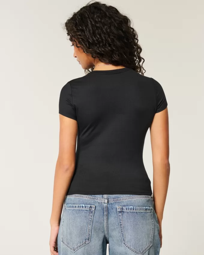Soft Stretch Seamless Fabric Longline Baby Tee,Soft Stretch Seamless Fabric Longline Baby Tee