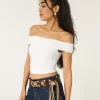 Soft Stretch Seamless Fabric Ruched Off-the-Shoulder Top,Soft Stretch Seamless Fabric Ruched Off-the-Shoulder Top