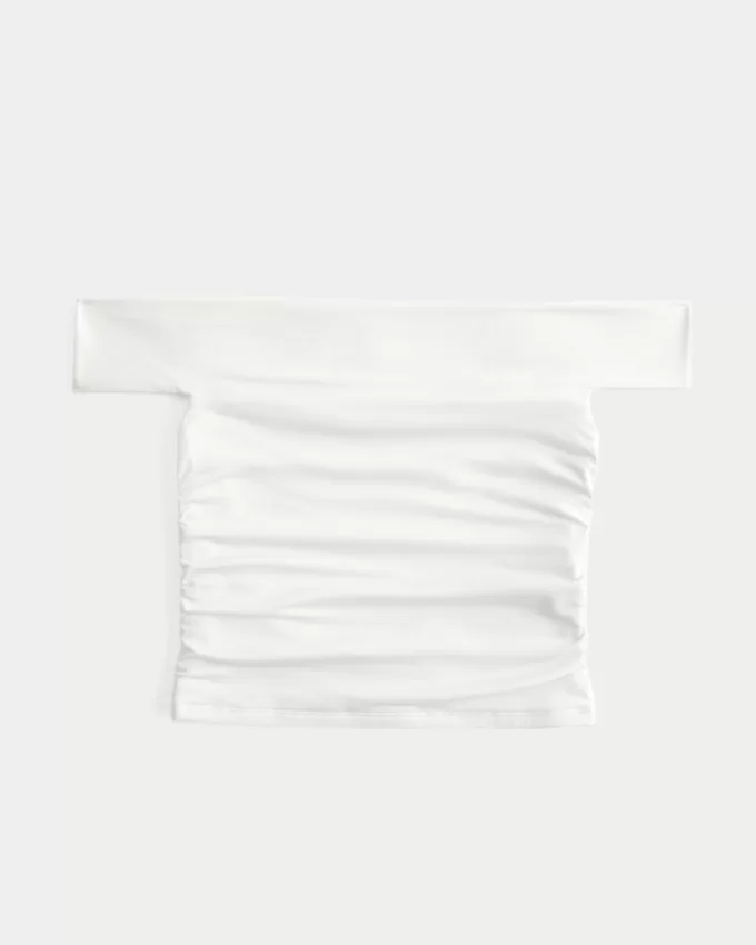 Soft Stretch Seamless Fabric Ruched Off-the-Shoulder Top,Soft Stretch Seamless Fabric Ruched Off-the-Shoulder Top