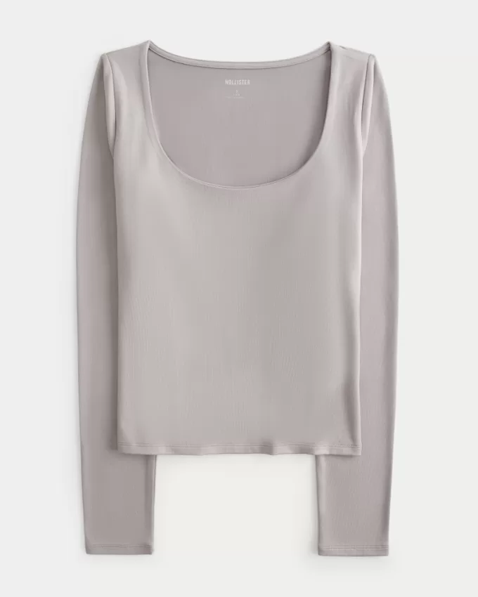 Soft Stretch Seamless Fabric Scoop Top,Soft Stretch Seamless Fabric Scoop Top
