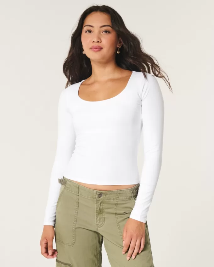 Soft Stretch Seamless Fabric Scoop Top,Soft Stretch Seamless Fabric Scoop Top