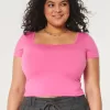Soft Stretch Seamless Fabric Square Neck Baby Tee,Soft Stretch Seamless Fabric Square Neck Baby Tee