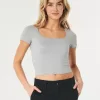 Soft Stretch Seamless Fabric Square Neck Baby Tee,Soft Stretch Seamless Fabric Square Neck Baby Tee