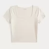 Soft Stretch Seamless Fabric Square-Neck Baby Tee,Soft Stretch Seamless Fabric Square-Neck Baby Tee