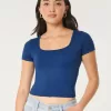 Soft Stretch Seamless Fabric Square Neck Baby Tee,Soft Stretch Seamless Fabric Square Neck Baby Tee