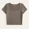Soft Stretch Seamless Fabric Square-Neck Baby Tee,Soft Stretch Seamless Fabric Square-Neck Baby Tee