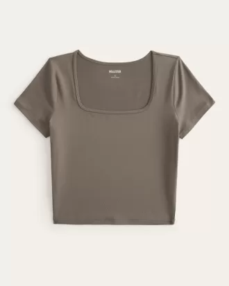 Soft Stretch Seamless Fabric Square-Neck Baby Tee,Soft Stretch Seamless Fabric Square-Neck Baby Tee