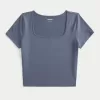 Soft Stretch Seamless Fabric Square-Neck Baby Tee,Soft Stretch Seamless Fabric Square-Neck Baby Tee