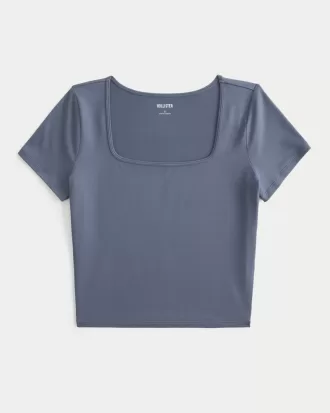 Soft Stretch Seamless Fabric Square-Neck Baby Tee,Soft Stretch Seamless Fabric Square-Neck Baby Tee