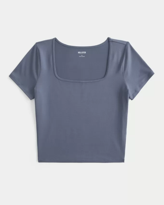 Soft Stretch Seamless Fabric Square-Neck Baby Tee,Soft Stretch Seamless Fabric Square-Neck Baby Tee