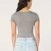 Soft Stretch Seamless Fabric Square-Neck Baby Tee,Soft Stretch Seamless Fabric Square-Neck Baby Tee