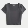Soft Stretch Seamless Fabric Square-Neck Baby Tee,Soft Stretch Seamless Fabric Square-Neck Baby Tee