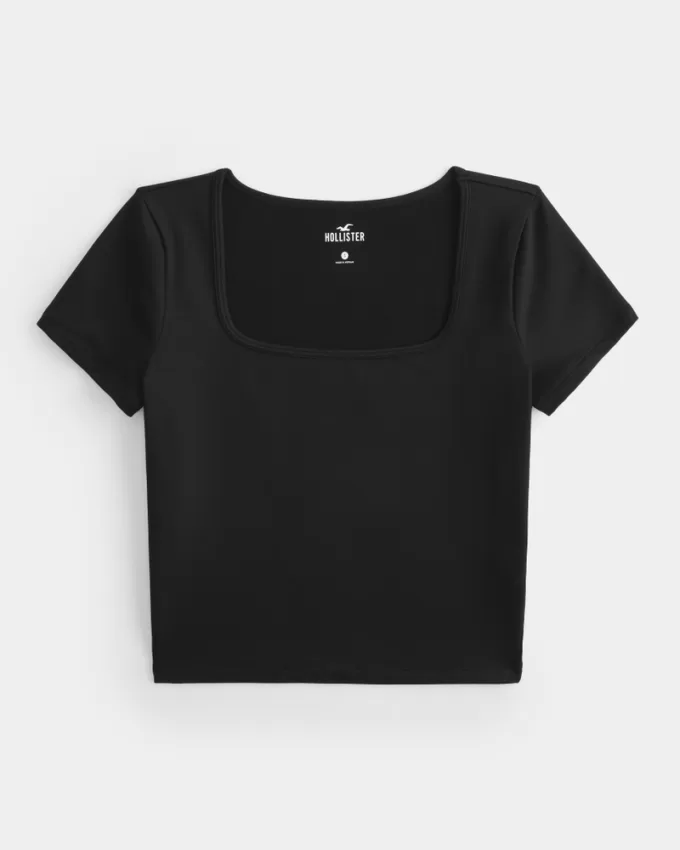 Soft Stretch Seamless Fabric Square Neck Baby Tee,Soft Stretch Seamless Fabric Square Neck Baby Tee