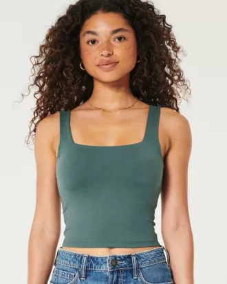 Soft Stretch Seamless Fabric Square-Neck Tank,Soft Stretch Seamless Fabric Square-Neck Tank